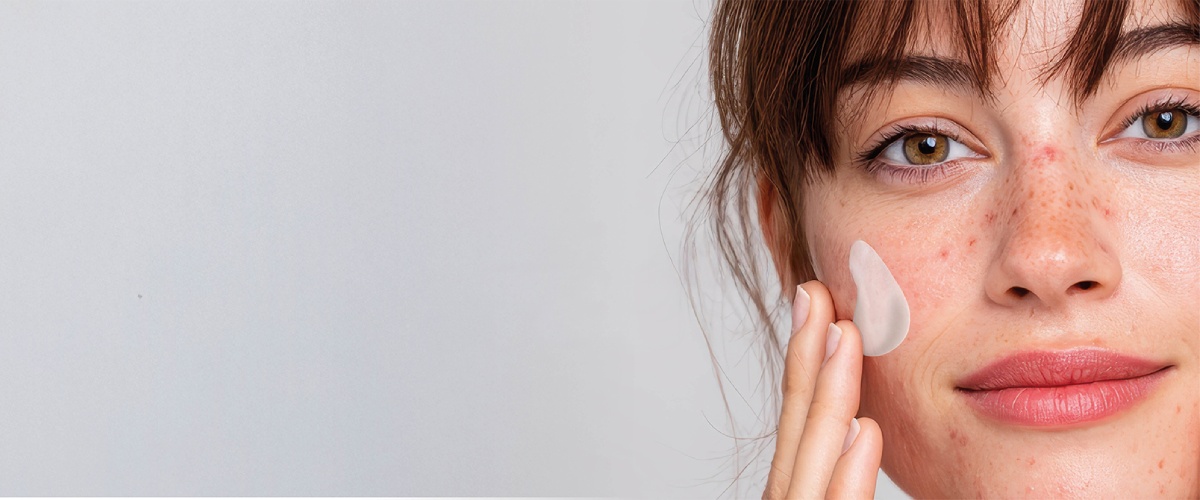 woman with lotion on face