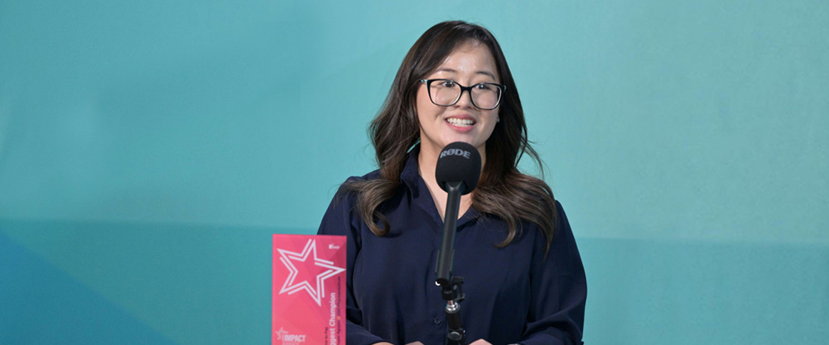 A woman delivers speech